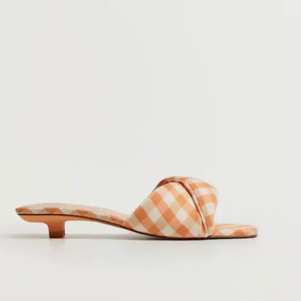 NWT Mango Heel gingham Vichy sandals